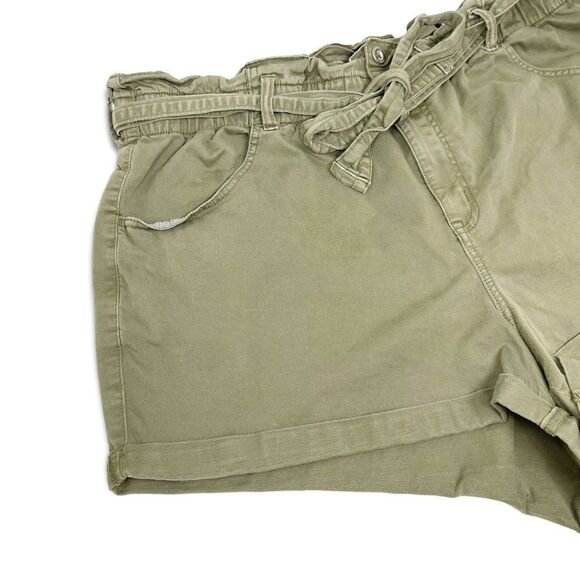 Torrid Self Tie Paperbag Waist Shorts Twill Olive Green Women’s Plus Size 26 - Picture 5 of 16